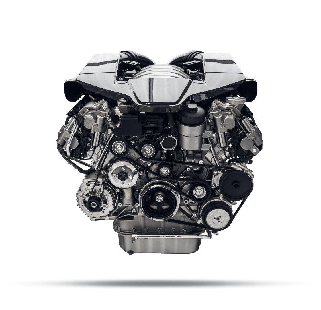 car engine on white background